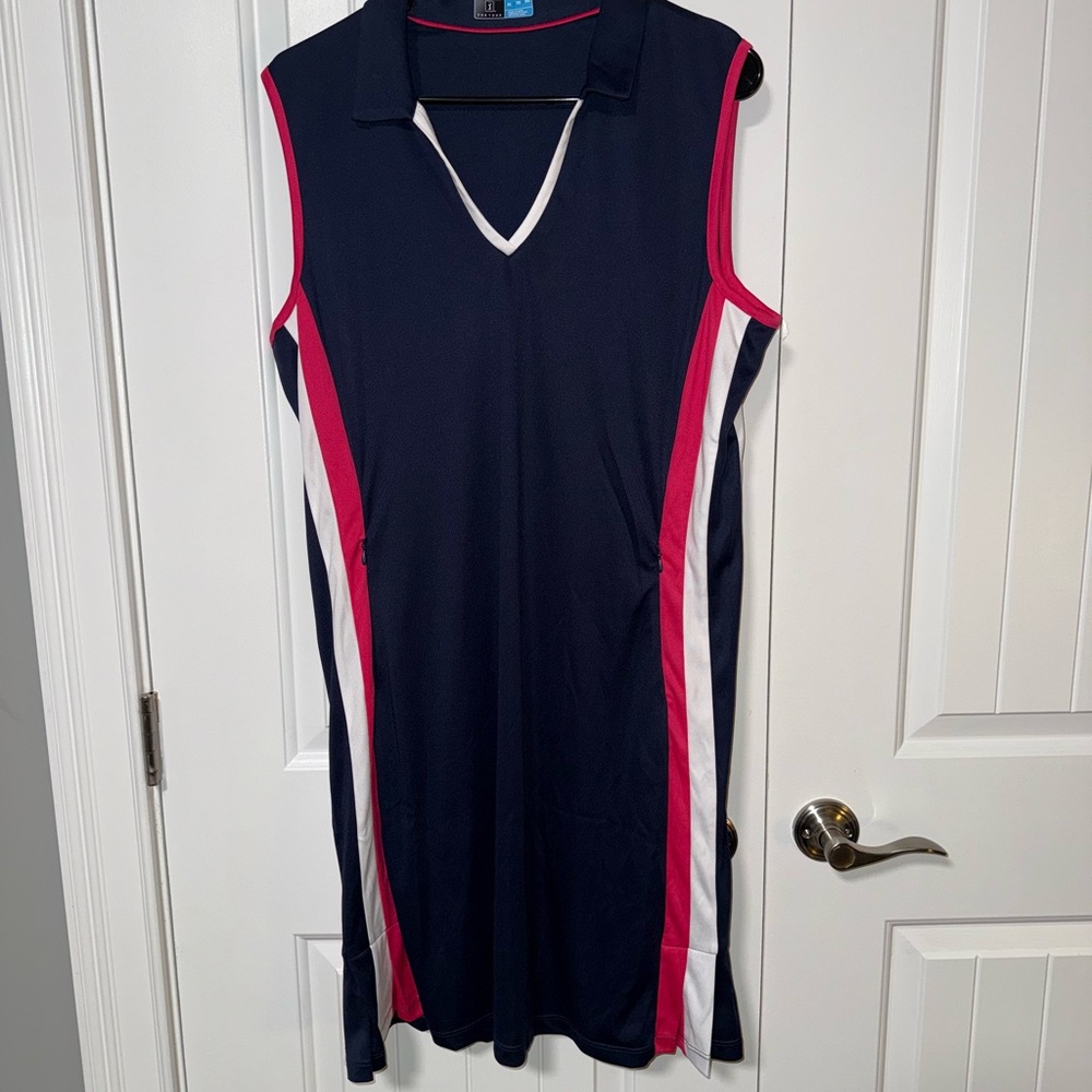 PGA Tour Navy Dress with Pink and White Trim